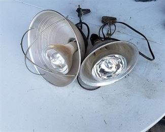 2 Clip On Shop Lights with heat bulbs