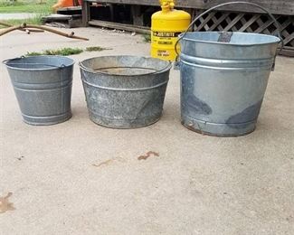 3 Galvanized Buckets