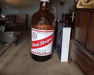 Inflatable Red Stripe Beer Bottle Decor 5ft tall