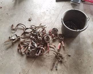 Bucket of horse tack