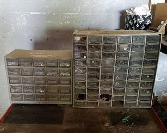 two small parts cabinets - contents included