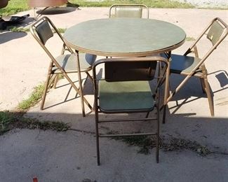 card table and 4 folding chairs