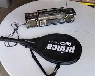 tennis racket and radio