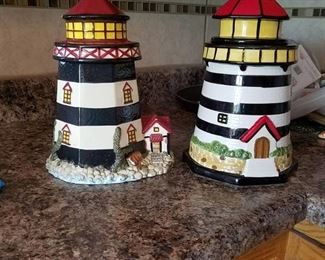 2 Lighthouse cookie jars