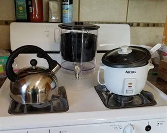 rice cooker, tea kettle, drink dispenser