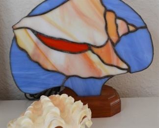Stained Glass Lamp & Fancy Clam Shell