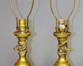 Vintage Cast Dragon Lamps