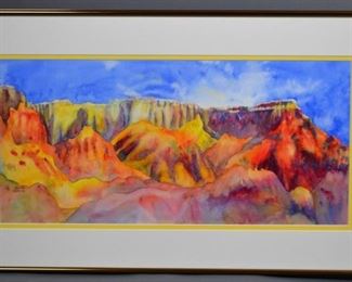 Original Watercolor, Sunlit Mesa, Ghost Ranch, NM