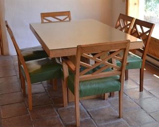 Vintage Narra Wood Dining Table and Six Chairs