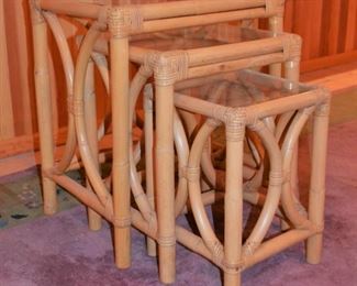 Vintage Rattan Nesting Tables
