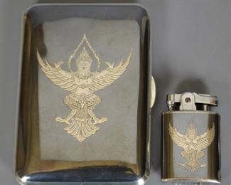Ster Sil Nielloware Cigarette Case & Lighter, 272g