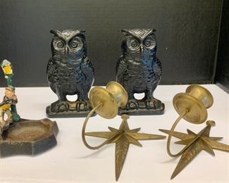 cast iron owl bookends