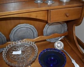 Pewter plates and serving pieces
