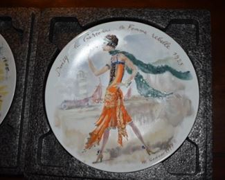 Fashion through the ages plates by Ganeau via Limoges France - Set of 12 MIB with Certificates of Authenticity