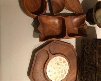 Mid century wooden serving pieces