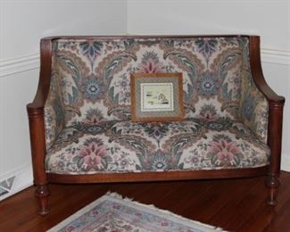 Walnut Upholstered Settee