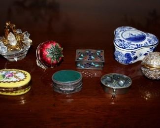 Pill Boxes- Sterling, Limoge and Swarovski