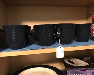 Matching navy blue mugs