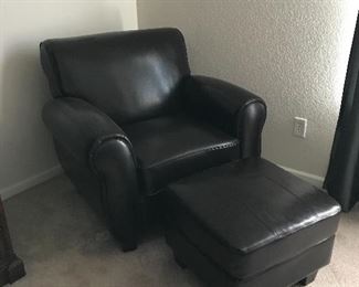 Nice leather chair with ottoman