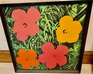 Andy Warhol "Flowers".  Invitation for Leo Castelli exhibition 1964.  Approx 24 x 24.  Estimated edition of 300.  Dry mounted and framed.