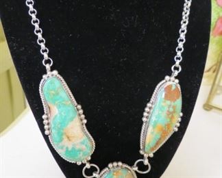 Sterling silver and turquoise necklace.