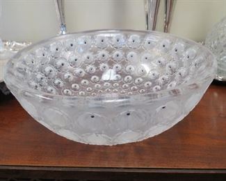 Lalique nemours 10" frosted crystal and enamel bowl.