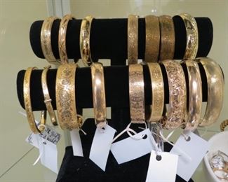 Antique and vintage gold filled bangle bracelets.