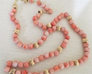 14k gold and coral necklace