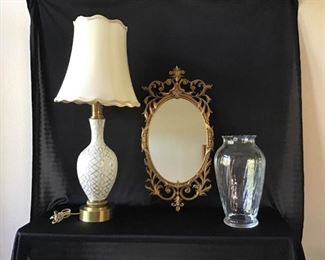 Lamp, Mirror  Vase