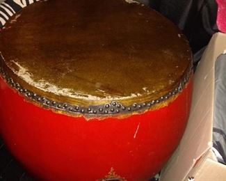 1960 Sarried drum table water buffalo skin.