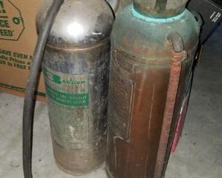2 vintage fire extinguishers (one copper)