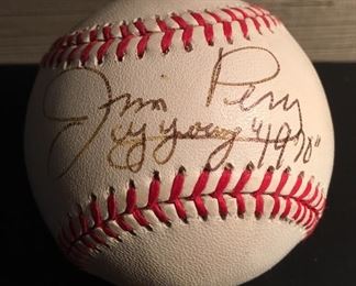 Jim Perry Signed Baseball (Cy Young Winner, 1970) 
