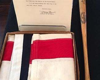 American Flag Flown Over The Capitol • KC BLUES Mini Baseball Bat Louisville Slugger 