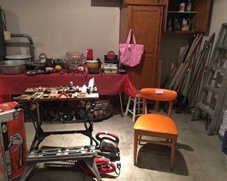 Black & Decker Workmate; Mid Century Chair, Hedge Trimmers, Tools, Ladders, Shovels, Lawn & Garden, Pick Axe, Sledgehammer, Rake, Snow Shovel, etc. 