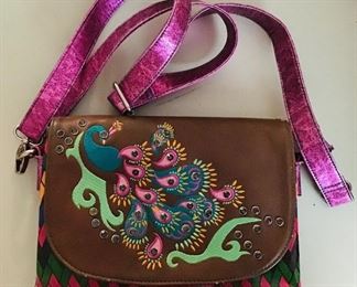 Catchfly leather and embroidered purse