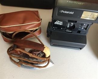 Travel Iron and Polaroid Camera.