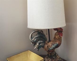 Rooster Lamp and Serving Bowl.