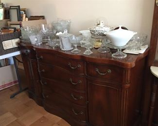 Buffet and Large selection of glassware.