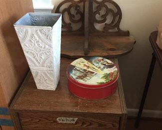 Wooden file cabinet.