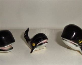 VINTAGE BONE CHINA WHALES "JAPAN"