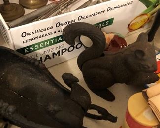 Cast iron sled and squirrel nut cracker 