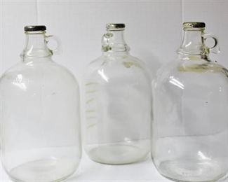 (3) One Gallon Glass Jugs - Vintage
