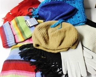 Be ready for winter! 2 hats, 3 scarves, 1 pr of gloves