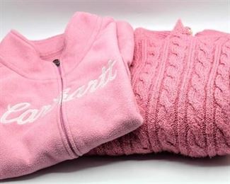 Carhartt Pink Fleece Vest and Karen Scott Cable Knit Sweater