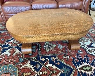 Vintage tiger oak Empire coffee table