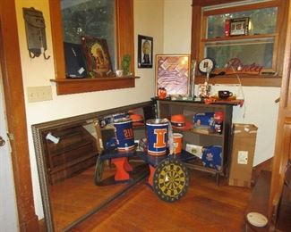 6 foot framed mirror, U of I items