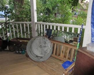Porch swing, galvanized wash tub