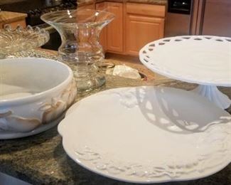 milk glass cake platter