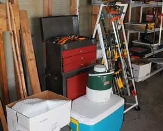 Delta rolling tool box and furniture clamps