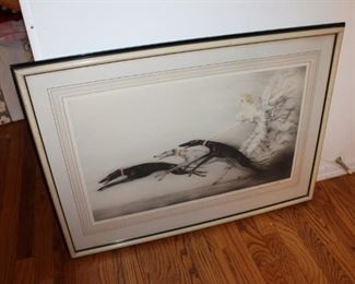 Vintage art deco etchings by Louis Icart, Coursing II and Speed